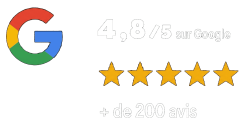 Note Google 4,8 sur 5 avec plus de 200 avis